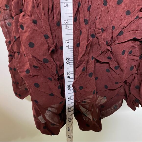 Ganni chocolate brown long sleeve mini Polka Dot Dress sz 38 US 6 - Picture 15 of 15